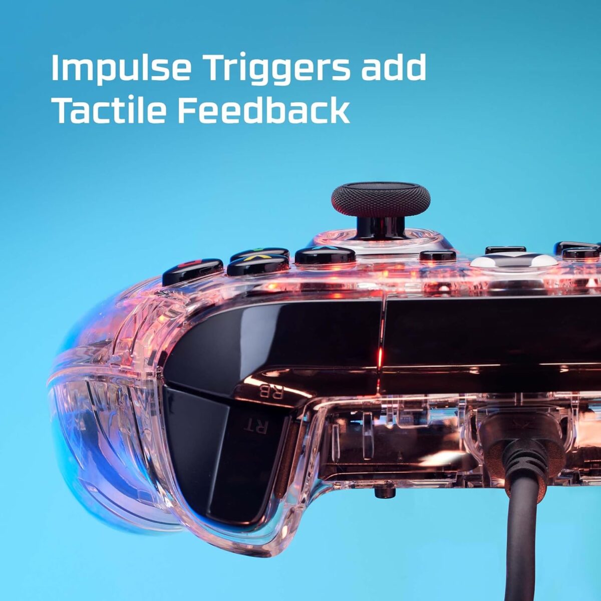 HyperX Clutch Gladiate RGB – Wired Controller, Officially Licensed by Xbox, Programmable RGB Lighting, Dual Trigger Locks, Programmable Buttons, Dual Rumble Motors, Clear - Image 6