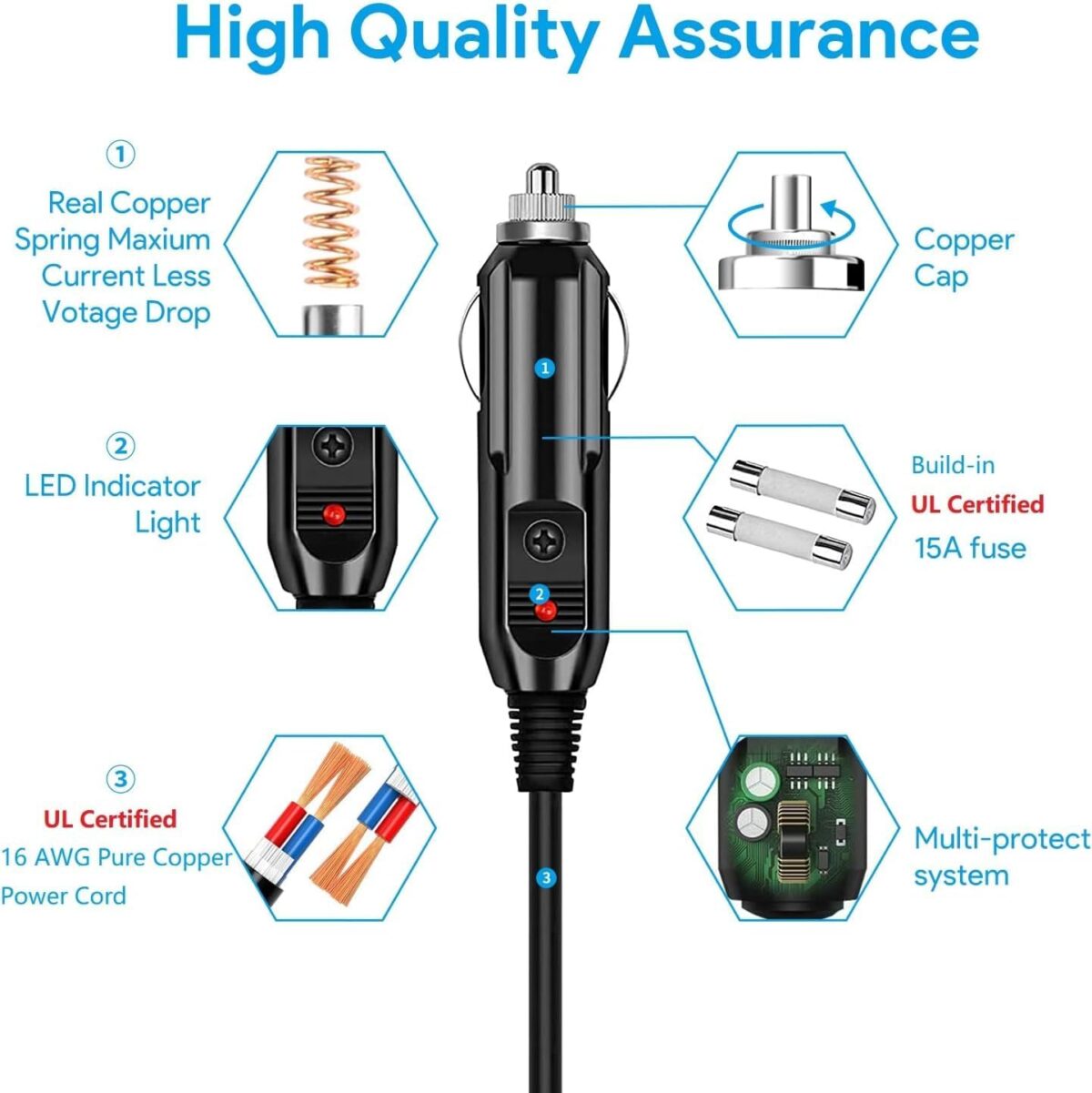 12V/24V Car Charging Cable Compatible Anker Powerhouse 521 523 535 555 300 400 800 Portable Power Station Solar Generator Power Bank Car Charger Auto DC Adapter - Image 4