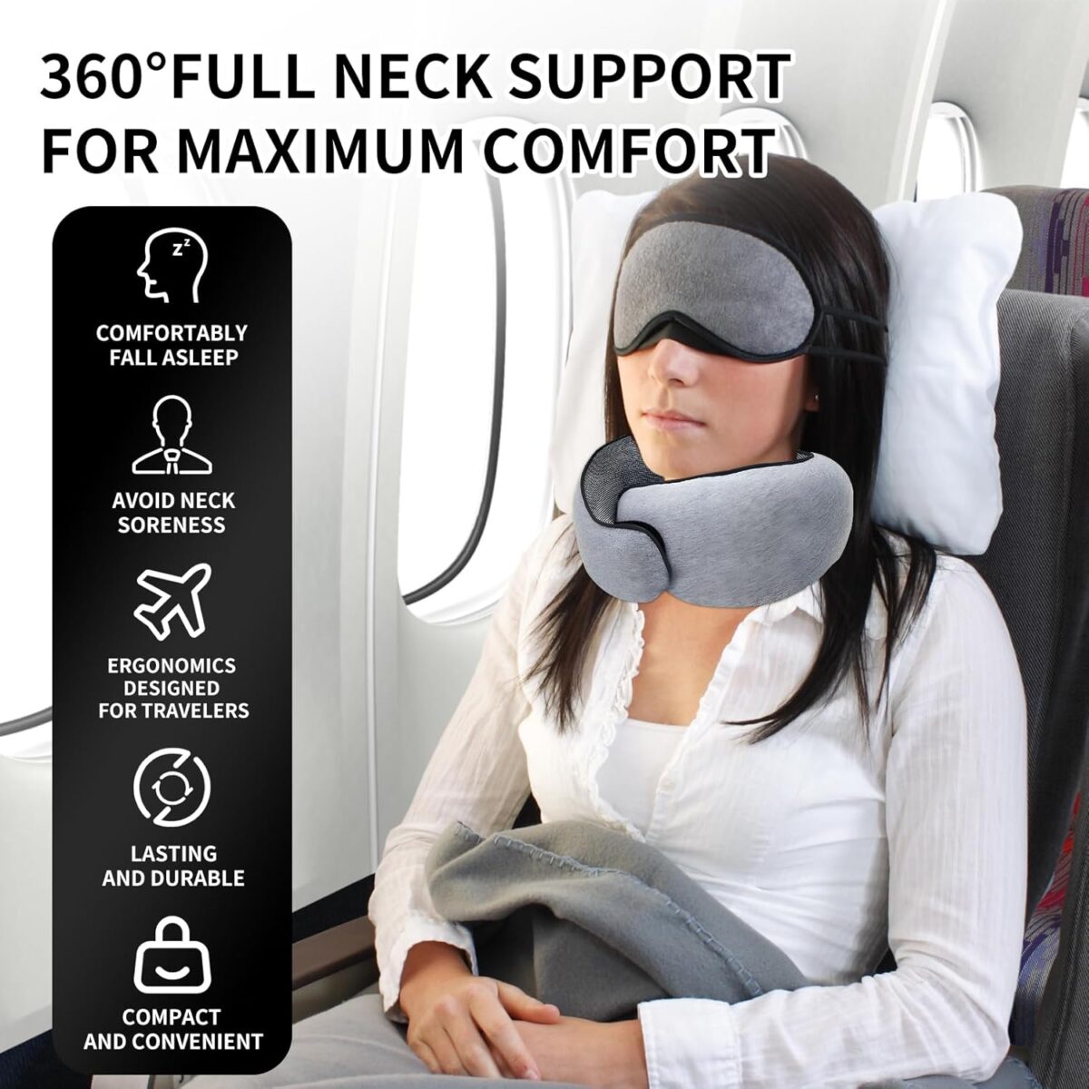New Neck Pillow for Travel Pillows Airplanes Traveling bitmore Travel dreamshore Turtle Reduce Neck Shoulder Back discomfort Caused Pillows for Extra Luggage Sleeping Travel Car Office. - Image 3