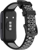 MOTONG Compatible with Huawei Band 8 Replacement Band - Silicone Replacement Wrist Band Strap Compatible with Huawei Band 8(Silicone Black + Grey) - Image 3