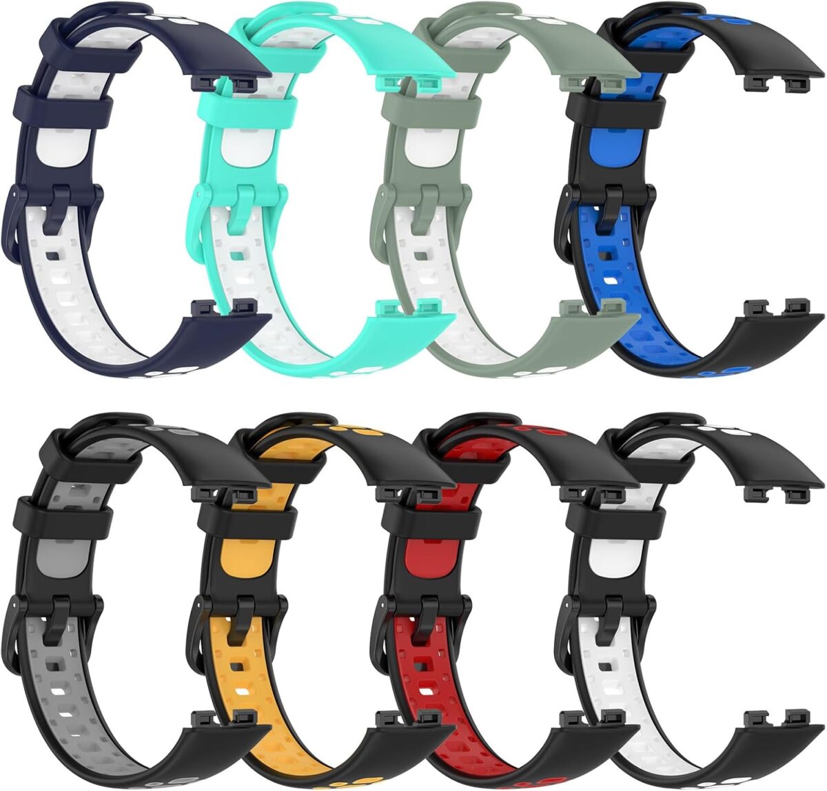 MOTONG Compatible with Huawei Band 8 Replacement Band - Silicone Replacement Wrist Band Strap Compatible with Huawei Band 8(Silicone Black + Grey) - Image 5