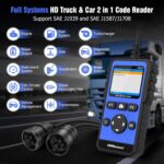 OBDResource Full Systems Heavy Duty Truck Scanner Tool HDOBD/EOBD/OBD2 Automotive Scanner Diagnostic Tool for Truck & Car 2 in 1 Code Reader for Most 12V 24V Diesel Vehicles - Image 4