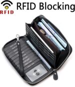 Womens Wallet RFID Blocking Genuine Leather Multi Credit Card Large Capacity Zip Around Clutch Travel Purse Wristlet - Image 3