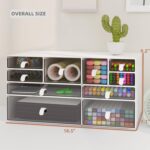 ‌Yashong Desk Organizer Set, White & Clear Stackable Dustproof Storage Boxes for Desktop, Office, DIY Craft & Vertical Space Saving, Perfect for Makeup, Stationery, Jewelry Organization - Image 4