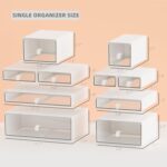 ‌Yashong Desk Organizer Set, White & Clear Stackable Dustproof Storage Boxes for Desktop, Office, DIY Craft & Vertical Space Saving, Perfect for Makeup, Stationery, Jewelry Organization - Image 6