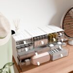 ‌Yashong Desk Organizer Set, White & Clear Stackable Dustproof Storage Boxes for Desktop, Office, DIY Craft & Vertical Space Saving, Perfect for Makeup, Stationery, Jewelry Organization - Image 7