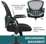 Office Computer Gaming Desk Chair, Ergonomic Mid-Back Mesh Rolling Work Swivel Chairs with Flip-up Arms, Comfortable Lumbar Support, Comfy Arms for Home, Bedroom, Study, Student, Adults, Black - Image 5