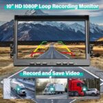 10" Wireless Backup Camera System for Truck, HD 1080P Digital Back Up Camera System with 10 Inch Quad Split Loop Recording Monitor, IP69K Waterproof Reversing Cameras for RV, Trailer (W103) - Image 4