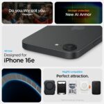 Spigen for iPhone 16e Case, Tough Armor (Ai) MagFit [Compatible with Magsafe Accessories] [Kickstand] [Military-Grade Protection] - Black - Image 3