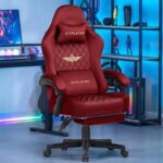 GTPLAYER Gaming Chair Fabric with Pocket Spring Cushion, High Back Computer Office Chair with Headrest & Lumbar Support, Ergonomic Video Swivel Game Chair with Footrest for Adults Red - Image 3