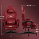 GTPLAYER Gaming Chair Fabric with Pocket Spring Cushion, High Back Computer Office Chair with Headrest & Lumbar Support, Ergonomic Video Swivel Game Chair with Footrest for Adults Red - Image 4