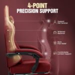 GTPLAYER Gaming Chair Fabric with Pocket Spring Cushion, High Back Computer Office Chair with Headrest & Lumbar Support, Ergonomic Video Swivel Game Chair with Footrest for Adults Red - Image 8