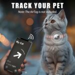 AirTag Cat Collar, Reflective Elastic Cat Tracker Collar with Apple Air Tag Holder and Bell for Girl Boy Cats, Lightweight & Scratch Resistant GPS Pet Collar for Cats Kittens, Orange - Image 5