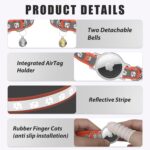 AirTag Cat Collar, Reflective Elastic Cat Tracker Collar with Apple Air Tag Holder and Bell for Girl Boy Cats, Lightweight & Scratch Resistant GPS Pet Collar for Cats Kittens, Orange - Image 6