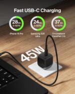 Belkin USB C Charger Block 45W (2 Pack) USB C Cable Included - PD3.1 PPS Fast Charging - Samsung Galaxy S25, S24, S23, S22, Apple iPhone 16, iPhone 15, Google Pixel 9, Nintendo Switch, etc - Black - Image 3