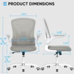 Sytas Ergonomic Desk Chair with Padded Flip up Arms and Supportive Lumbar Support, Breathable Mesh Home Office Chair with Comfortable Cushion for Home or Office(Gray) - Image 3