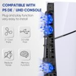 Cooling Fan for PS5 Slim, with LED Light, Adjustable Speed (3 Speeds Mode), USB 3.0 Port, Silent Enhanced Cooling Fan Compatible with PS5 Slim Disc & Digital -Black - Image 5