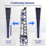 Cooling Fan for PS5 Slim, with LED Light, Adjustable Speed (3 Speeds Mode), USB 3.0 Port, Silent Enhanced Cooling Fan Compatible with PS5 Slim Disc & Digital -Black - Image 6