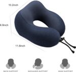 Travel Pillow - Memory Foam Cervical Neck Pillow for Adults, Kids, Children, Convenient & Portable U Shaped Pillows, Airplane Pillow for Home, Office, Camping, Travelling, Sleeping (Blue) - Image 3