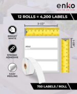 enKo Compatible for Dymo 30252 Labels (1-1/8" x 3-1/2") - Label for Dymo Labelwriter 450 Turbo Printer and 4XL - Blank White Direct Thermal Address, Shipping & Barcode Labels (12 Rolls | 4,200 Labels) - Image 4