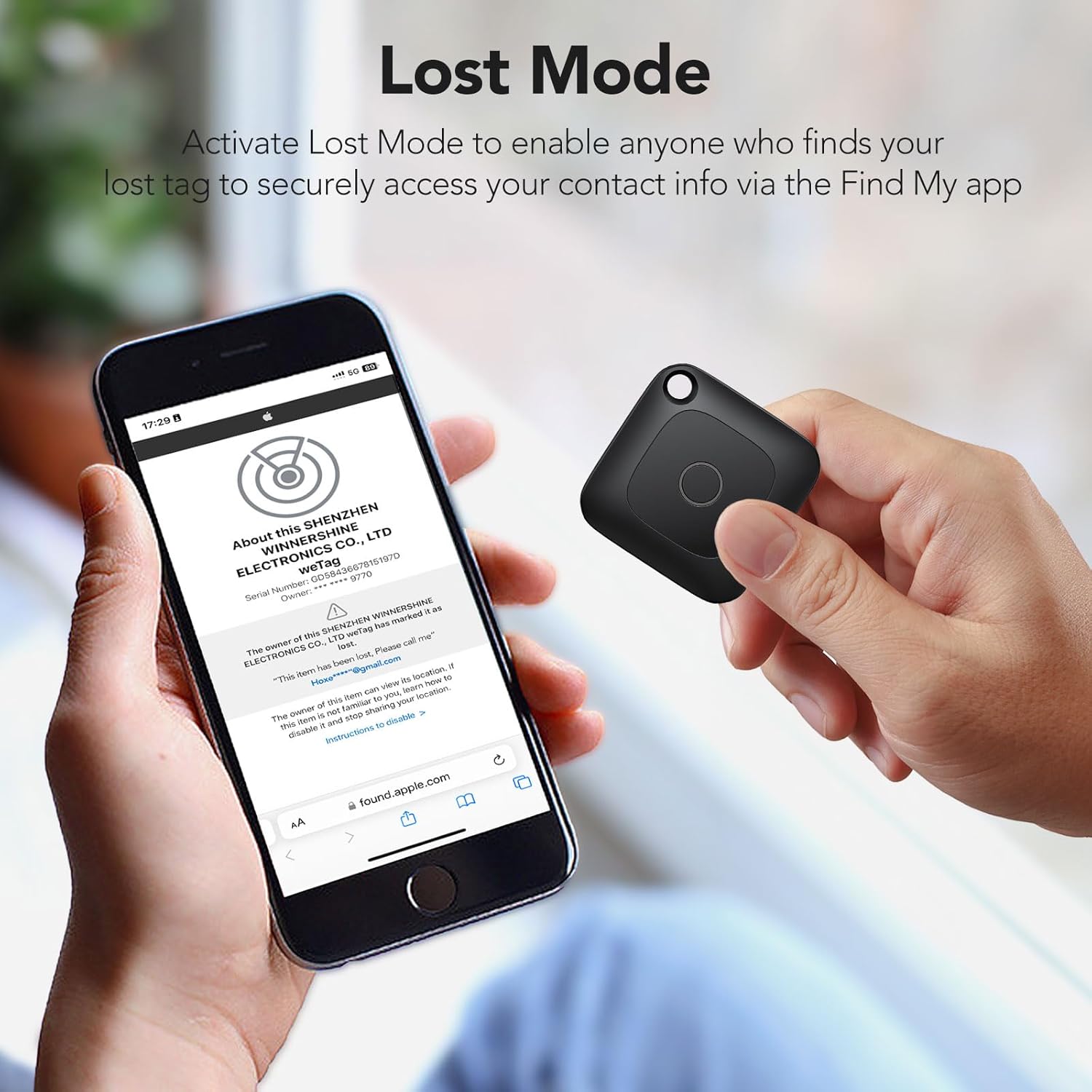 Hoxe Air Tracker, Key Finder Works with Find My (iOS Only), Bluetooth Tracker Tag for Keys, Luggage, Suitcase and Pets, Loud Beep, Worldwide Tracking, Replaceable Battery, 1-Pack - Image 6