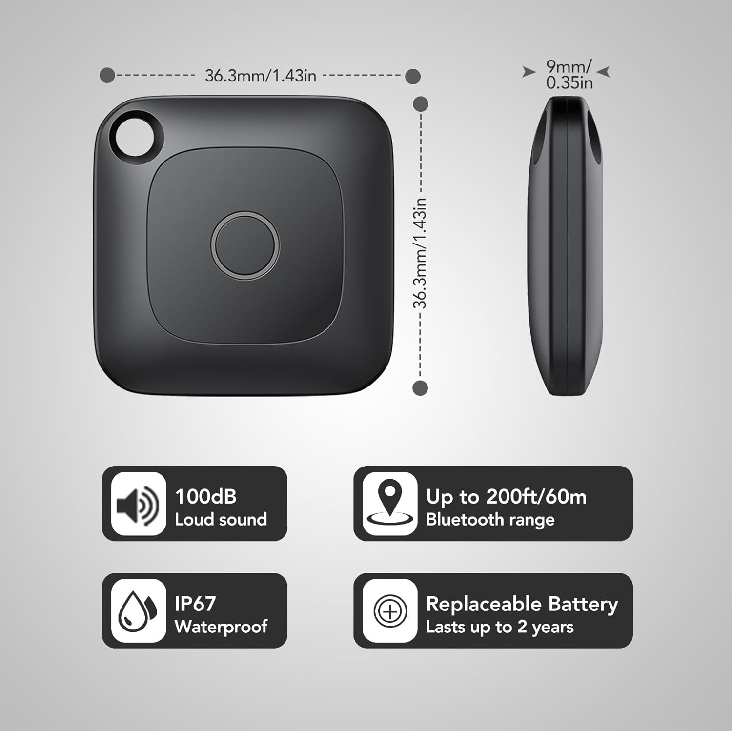 Hoxe Air Tracker, Key Finder Works with Find My (iOS Only), Bluetooth Tracker Tag for Keys, Luggage, Suitcase and Pets, Loud Beep, Worldwide Tracking, Replaceable Battery, 1-Pack - Image 8