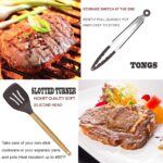 Cooking Utensils Set- 35 PCs Kitchen Utensils with Grater,Tongs, Spoon Spatula &Turner Made of Heat Resistant Food Grade Silicone and Wooden Handles Kitchen Gadgets Tools Set for Cookware - Image 4