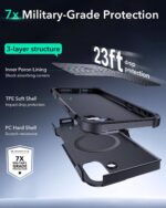 ESR for iPhone 16 Case with Stand, 23FT Military-Grade Drop Protection, Heavy Duty Magnetic Phone Case, Compatible with MagSafe Accessories, Cyber Series, Black - Image 4