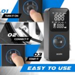 BOERN Tire Inflator Portable Air Compressor/Pump for Car with Digital Tire Pressure Gauge - Air Compressor (150PSI) for Car, Motorcycle and Bicycle with Powerbank Function - Image 5