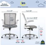 Serta Creativity Ergonomic Mesh Office Chair, Computer Desk Chair, Adjustable Armrest with Mid-Back Lumbar Support, Gray - Image 4