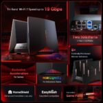 TP-Link Tri-Band BE19000 Wi-Fi 7 Gaming Router Archer GE800 | 12-Stream 19 Gbps | 2×10G + 4×2.5G Ports, USB 3.0 | Turbo Acceleration, Dedicated Gaming Port & Panel, RGB Lighting | EasyMesh, HomeShield - Image 3