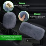 Ziciner 2PCS Plush Car Gear Shift Knob Cover & Handbrake Cover, Comfortable Anti-Slip Auto Shift Knob Protector, Fluffy Warm Hand Brake Handle Cover, Interior Car Accessories (Gray) - Image 4