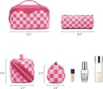 BOYATU Travel Makeup Bag for Women: Large Cosmetic Bag Set of 3 - Vegan Leather Make up Bag with Compartments - Compact Waterproof Toiletry Bag with Divider & Handle (09Red) - Image 4