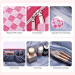 BOYATU Travel Makeup Bag for Women: Large Cosmetic Bag Set of 3 - Vegan Leather Make up Bag with Compartments - Compact Waterproof Toiletry Bag with Divider & Handle (09Red) - Image 5