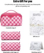 BOYATU Travel Makeup Bag for Women: Large Cosmetic Bag Set of 3 - Vegan Leather Make up Bag with Compartments - Compact Waterproof Toiletry Bag with Divider & Handle (09Red) - Image 6