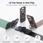 BENKS ArmorPop Magnetic Phone Grip & Stand for MagSafe, 360° Rotation Adjustable Phone Ring Holder for iPhone 16/15/14/13/12 Series, Durable Kevlar Design - Image 5