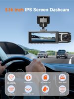 Dash Cam Front and Rear Inside, Triple Car Camera, 3 Channel Dash Camera for Cars, 1080P Dashcam, Wireless Dash Cam, Loop Recording, G-Sensor, WiFi & APP Control, Free 32GB Card (3.16” IPS Screen) - Image 4