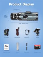 Dash Cam Front and Rear Inside, Triple Car Camera, 3 Channel Dash Camera for Cars, 1080P Dashcam, Wireless Dash Cam, Loop Recording, G-Sensor, WiFi & APP Control, Free 32GB Card (3.16” IPS Screen) - Image 5