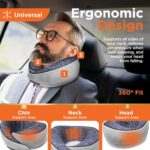 BLACK+DECKER Travel Pillow Corduroy Ostrich Neck Wrap Cooling Memory Foam Neck Pillow for Airplane, Car, & Home – Ergonomic Support, Breathable, Adjustable Closure,Blue - Image 6
