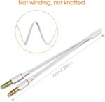 Headphone Splitter 3.5mm, Audio Splitter 2 Female to 1 Male, Y Splitters Cable for Headset Xbox PS4 Headset Microphone Computer Gaming Speaker PC Laptop, White - Image 3