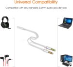 Headphone Splitter 3.5mm, Audio Splitter 2 Female to 1 Male, Y Splitters Cable for Headset Xbox PS4 Headset Microphone Computer Gaming Speaker PC Laptop, White - Image 5