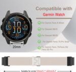 Nylon Bands Band for Garmin Fenix 8 43mm/Descent Mk3S/Descent Mk3Si/Garmin Fenix 7S Pro Solar/Fenix7S, 20mm Nylon Sport Strap for Fenix6S/6S Pro Stretchy Braided - Image 5