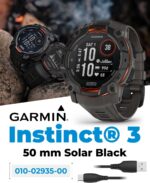 Wearable4U Garmin Instinct 3 Solar 50 mm, Rugged Outdoor GPS Smartwatch, Built-in Flashlight, Up to 40 Days of Battery Life, Black with Charcoal Band Bundle - Image 3
