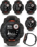 Wearable4U Garmin Instinct 3 Solar 50 mm, Rugged Outdoor GPS Smartwatch, Built-in Flashlight, Up to 40 Days of Battery Life, Black with Charcoal Band Bundle - Image 4