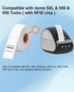 Weemay Compatible for DYMO LabelWriter 5XL 550 550 Turbo, 30336 1" x 2-1/8", for 4XL 450 Wireless 450 Duo 450 Twin Turbo, 25mm x 54mm Label with Chip for Barcodes, 8 Rolls, 4000 Labels - Image 3