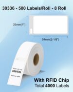 Weemay Compatible for DYMO LabelWriter 5XL 550 550 Turbo, 30336 1" x 2-1/8", for 4XL 450 Wireless 450 Duo 450 Twin Turbo, 25mm x 54mm Label with Chip for Barcodes, 8 Rolls, 4000 Labels - Image 4