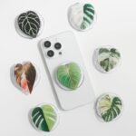 OnTheGrip Compatible with Magsafe Magnetic Cute Acrylic Tropical Leaf Design Collapsible Mobile Phone Grip Stand Holder for Smartphone Tablet Cell Phone Accessory (Aurea Monsera) - Image 4