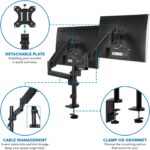 Mount-It! Dual Monitor Desk Mount – Gas Spring Arms for Stacked or Side-by-Side Screens, Fully Adjustable Two Monitor Stand for 13”–32” Displays, VESA Compatible, Clamp & Grommet Base - Image 5