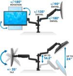 Mount-It! Dual Monitor Desk Mount – Gas Spring Arms for Stacked or Side-by-Side Screens, Fully Adjustable Two Monitor Stand for 13”–32” Displays, VESA Compatible, Clamp & Grommet Base - Image 6