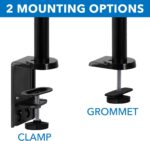 Mount-It! Dual Monitor Desk Mount – Gas Spring Arms for Stacked or Side-by-Side Screens, Fully Adjustable Two Monitor Stand for 13”–32” Displays, VESA Compatible, Clamp & Grommet Base - Image 9